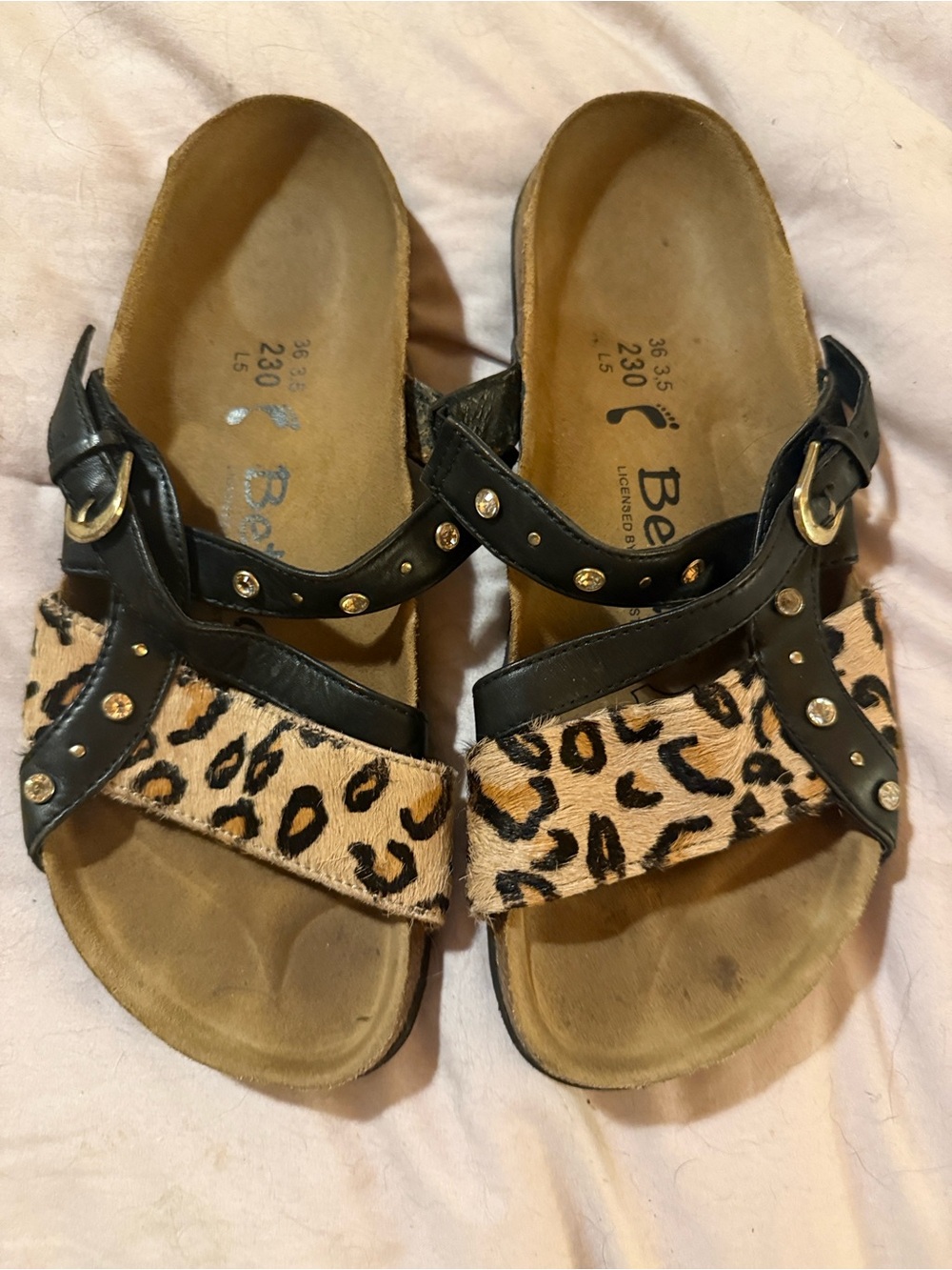 Betula by Birkenstock  Leopard Print & Black Studded Women's Sandals